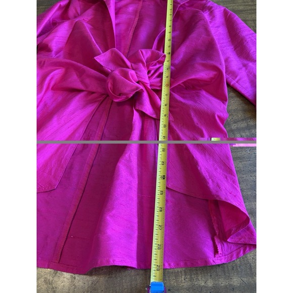 3 Sisters 100% Silk Bow‎ Front Women Barbie Pink Chic Valentine's day Medium Top - Picture 7 of 7